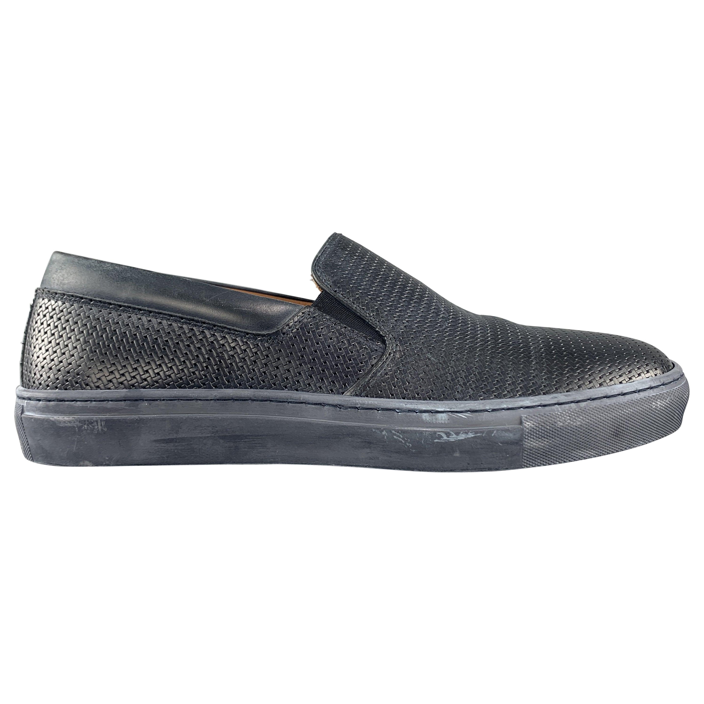AQUATALIA Size 10 Navy Woven Leather Slip On Sneakers For Sale