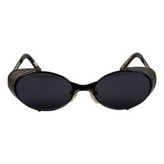 Vintage JEAN PAUL GAULTIER Steampunk-Sonnenbrille aus schwarzem und rotem Metall