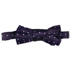 CHARVET Purple & White Squares Silk Bow Tie