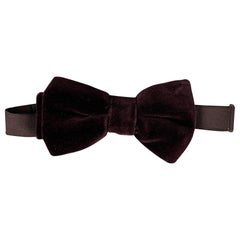 SAKS FIFTH AVENUE Burgundy Cotton Silk Velvet Bow Tie