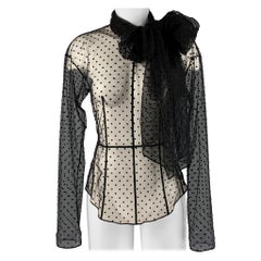 Used MARC JACOBS Size 2 Black Dots Bow Blouse