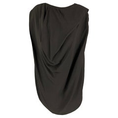 RICK OWENS GLITTER H/W 17 Größe 8 Schwarze drapierte ärmellose Bluse aus Viskose