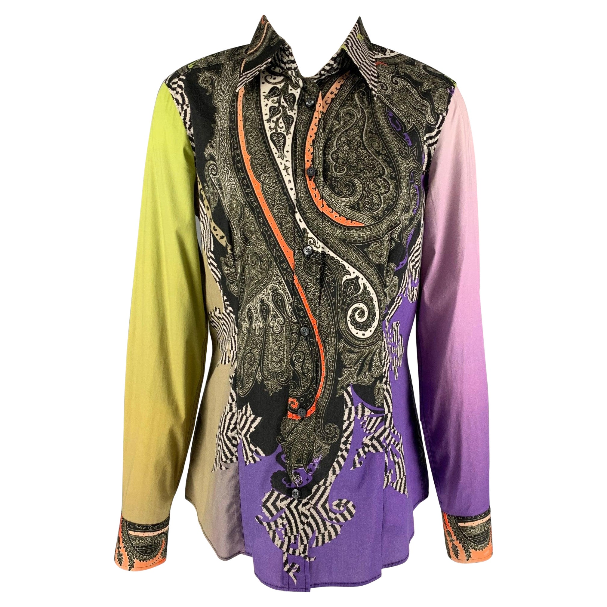 ETRO Größe 8 Mehrfarbige Paisley Bluse mit langen Ärmeln im Angebot