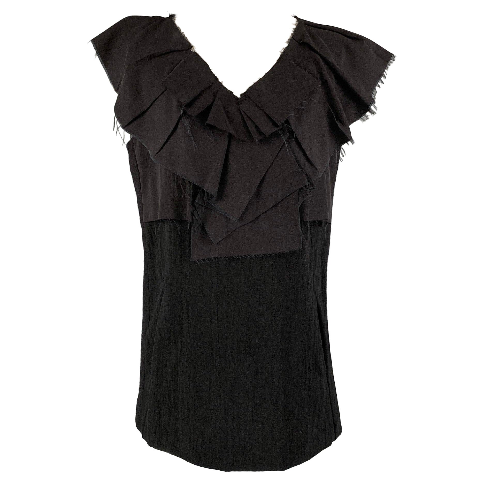 MARNI Size 8 Black Wool &  Nylon Sleeveless Blouse For Sale