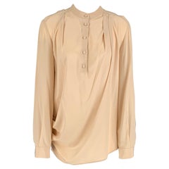 3.1 PHILLIP LIM Size 8 Beige Silk &  Elastane Long placket Blouse