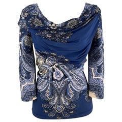 ROBERTO CAVALLI Blaue & weiße Paisley-Bluse mit Paisleymuster