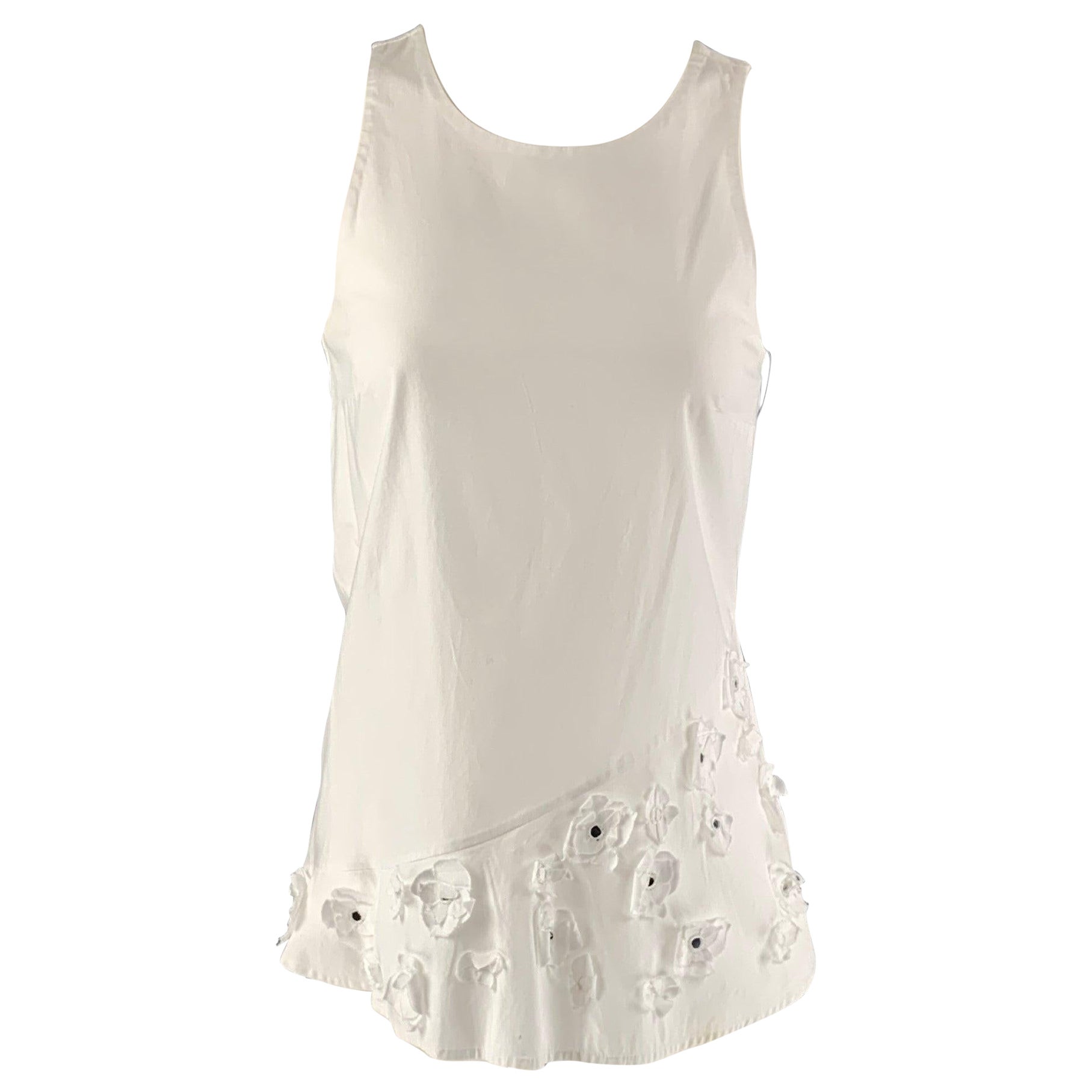 THAKOON Größe 2 Weiße A-Linien-Bluse aus Baumwollmischung in A-Linie im Angebot