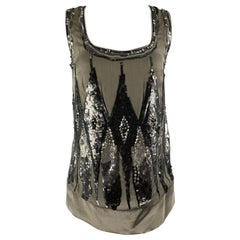 PHILOSOPHY di ALBERTA FERRETTI Size 4 Grey Silver Silk Sleeveless Blouse