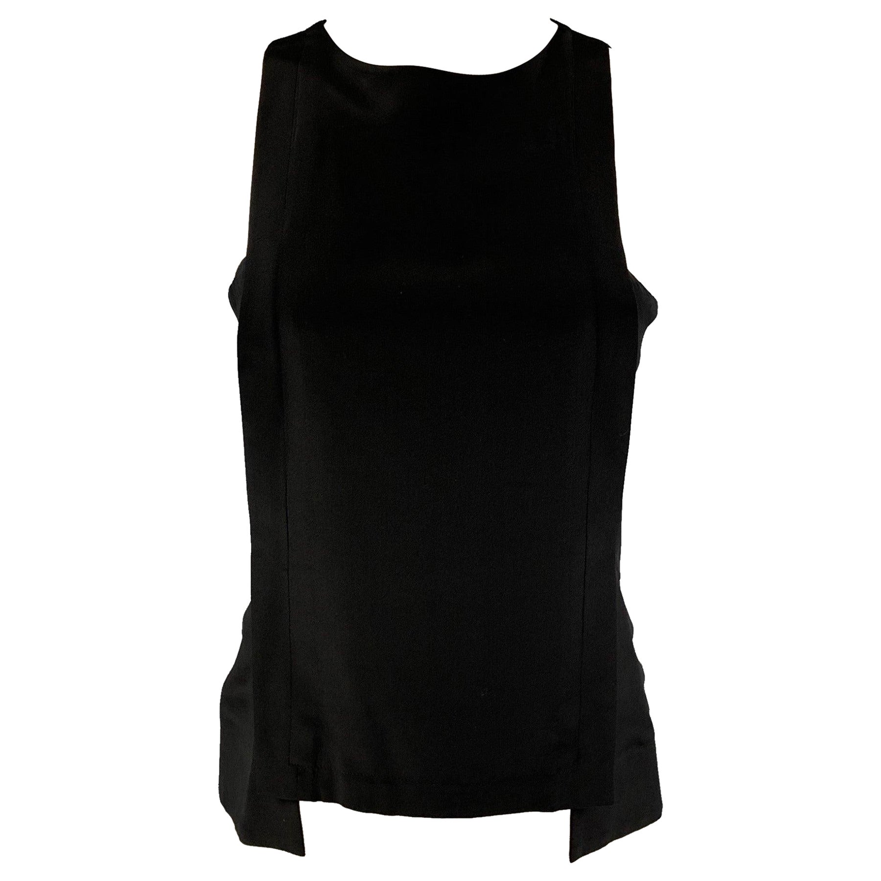 THAKOON Size M Black Silk Solid Asymmetrical Blouse For Sale