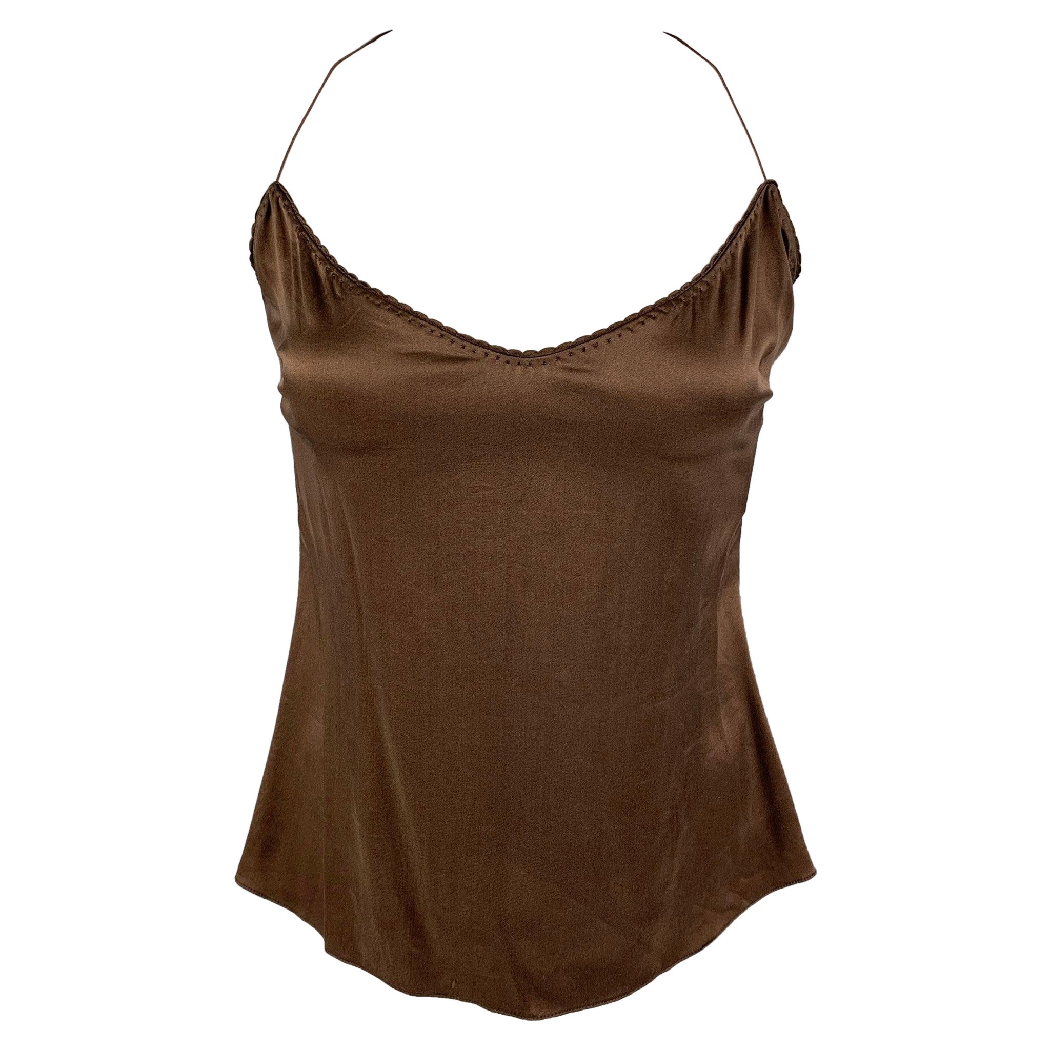 ELIE TAHARI Size S Brown Silk Camisole Blouse For Sale