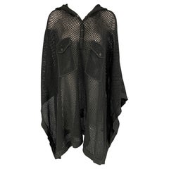 RALPH LAUREN Collection Talla M/L Negro Algodón Malla Poncho Capa