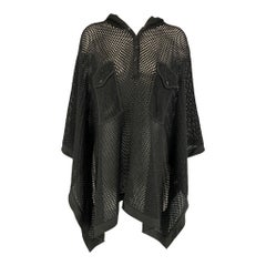 RALPH LAUREN Collection Taille S Cape à capuche en tricot noir avec ouverture vers le haut