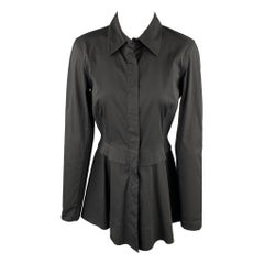 DONNA KARAN Size 8 Black Cotton Blend Long Sleeve Mini Dress
