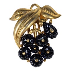Alfred Philippe for Trifari Sapphire Fruit Salad Berry Cluster Dress Clip