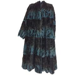 Vintage Gerard Babin Paris reversible tiger lapin fur & black poplin and suede coat 1980