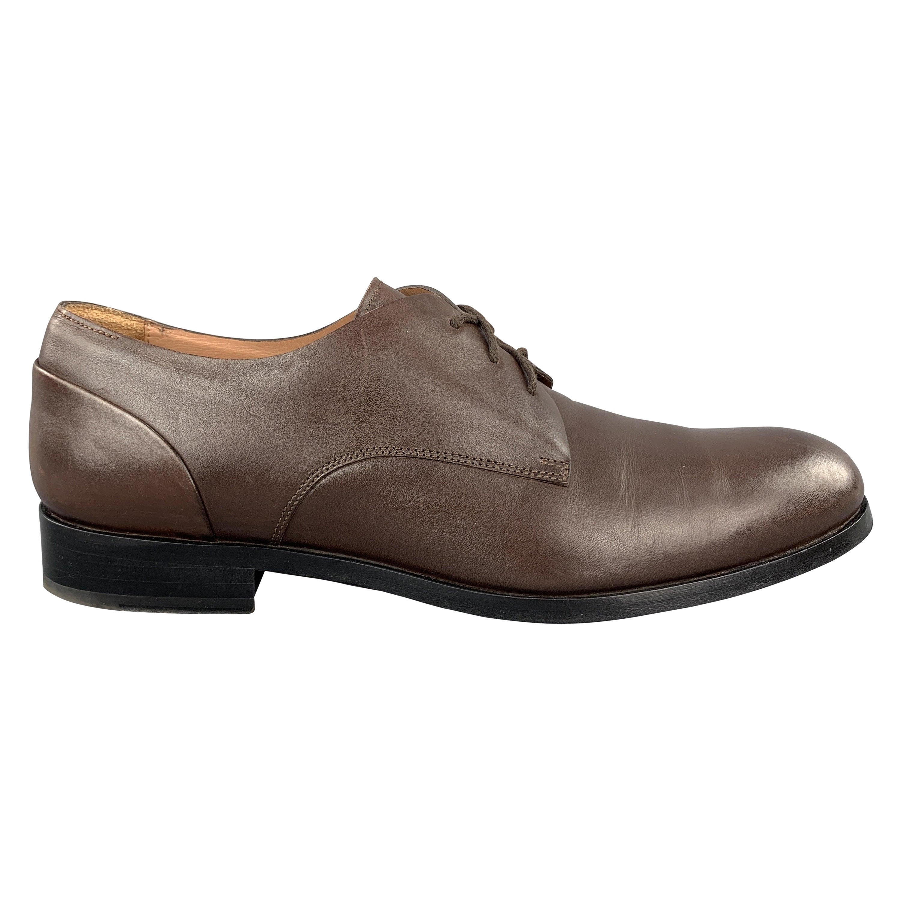 PAUL SMITH Size 9 Solid Brown Leather Lace Up Shoes For Sale
