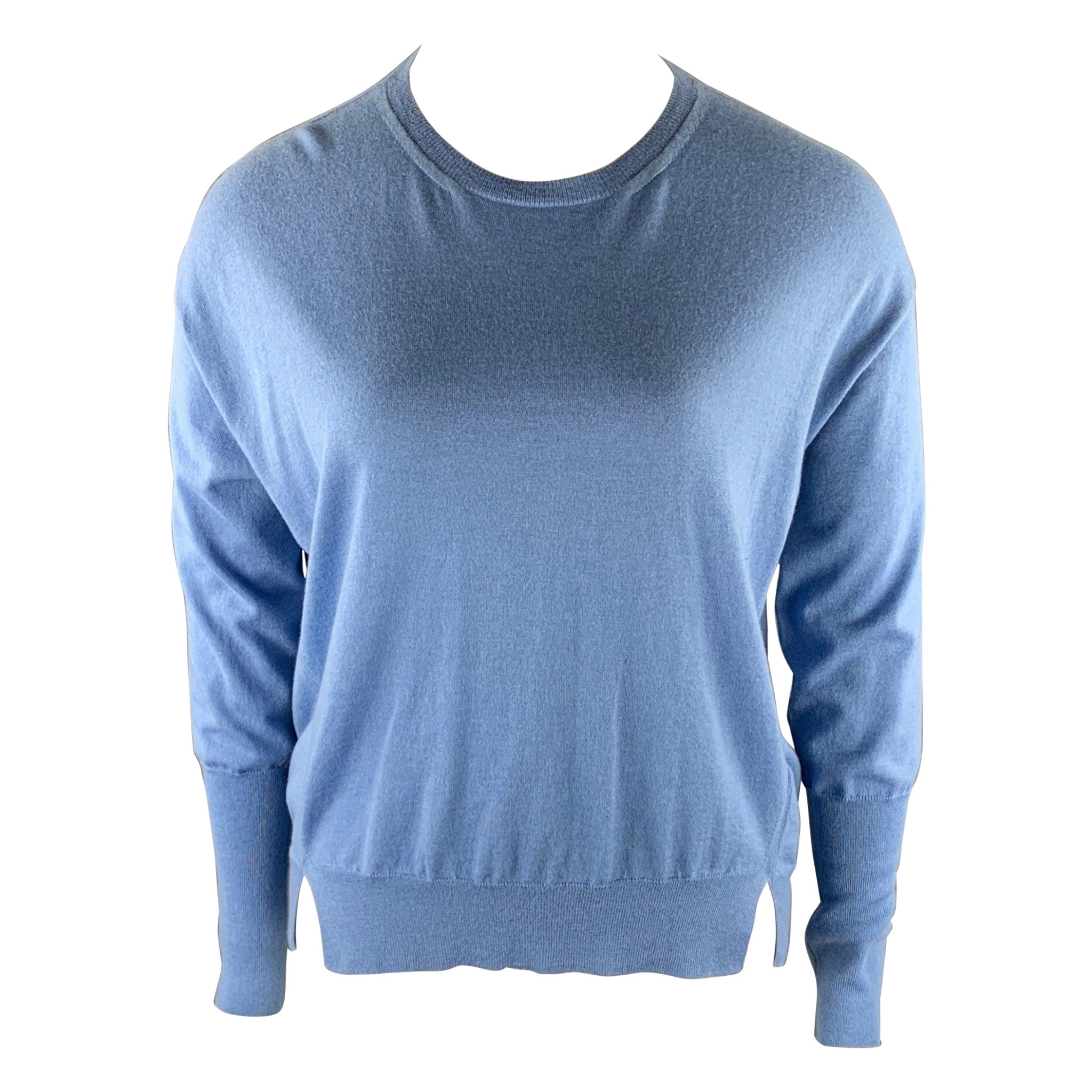 GIORGIO ARMANI Size 12 Light Blue Cashmere Slit Pullover Sweater For Sale