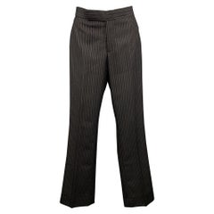 RALPH LAUREN COLLECTION Pantalon habillé en laine rayée noire et grise Taille 2