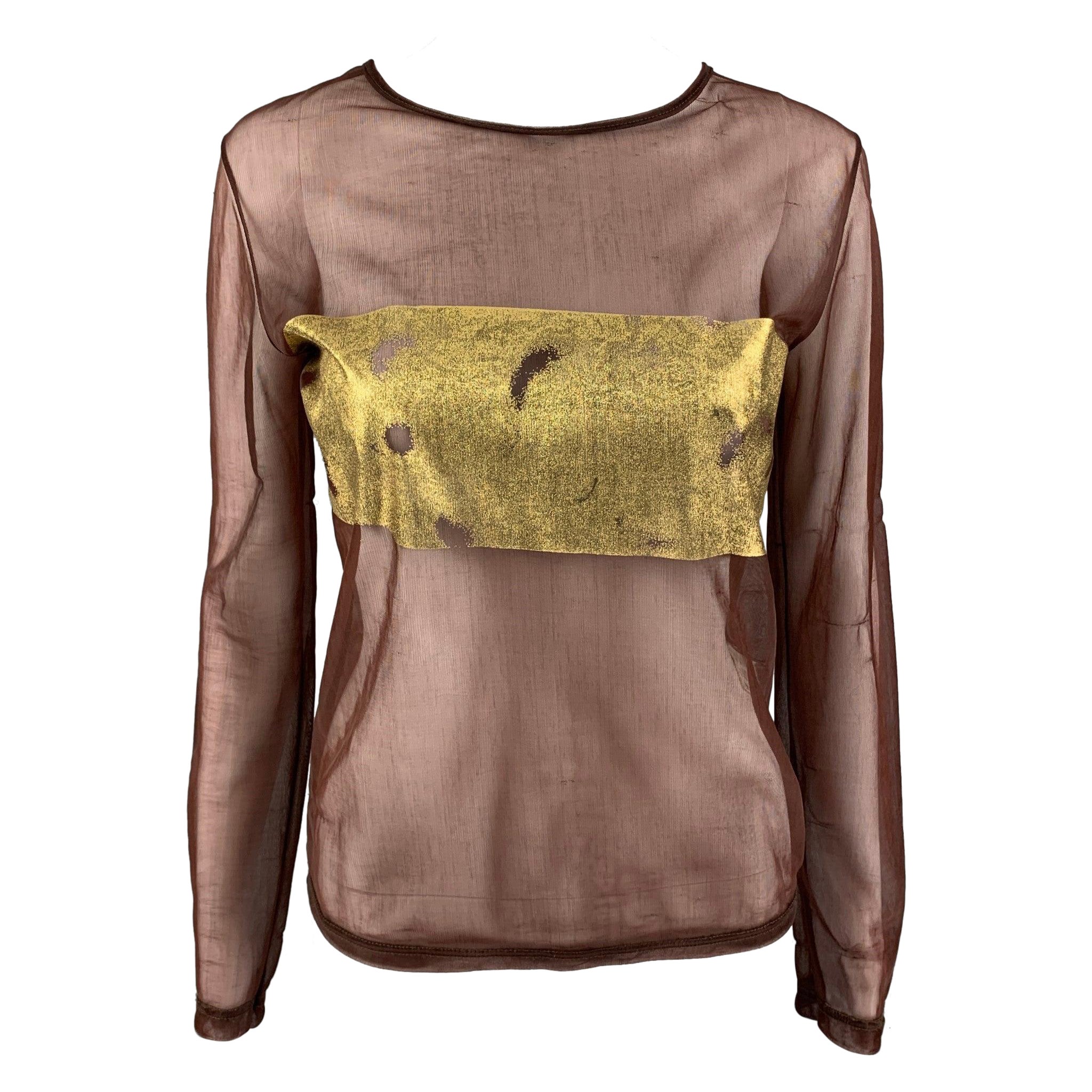 JOSEPH Size L Brown Gold Polyamide See Through Pullover For Sale