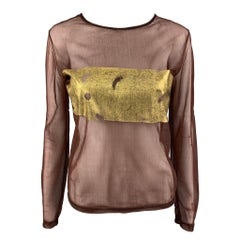 JOSEPH Größe L Braun Gold Polyamid Durchsichtiger Pullover