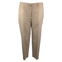 GIORGIO ARMANI Size 14 Taupe Silk / Cashmere Front Tab Dress Pants