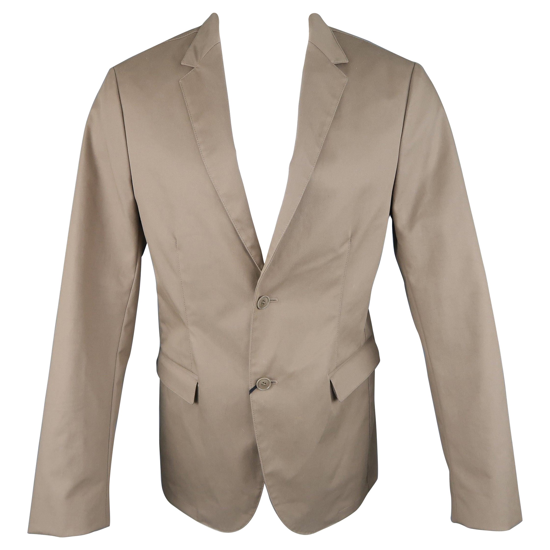 CALVIN KLEIN COLLECTION 38 Taupe Cotton Blend Notch Lapel Sport Coat Jacket For Sale