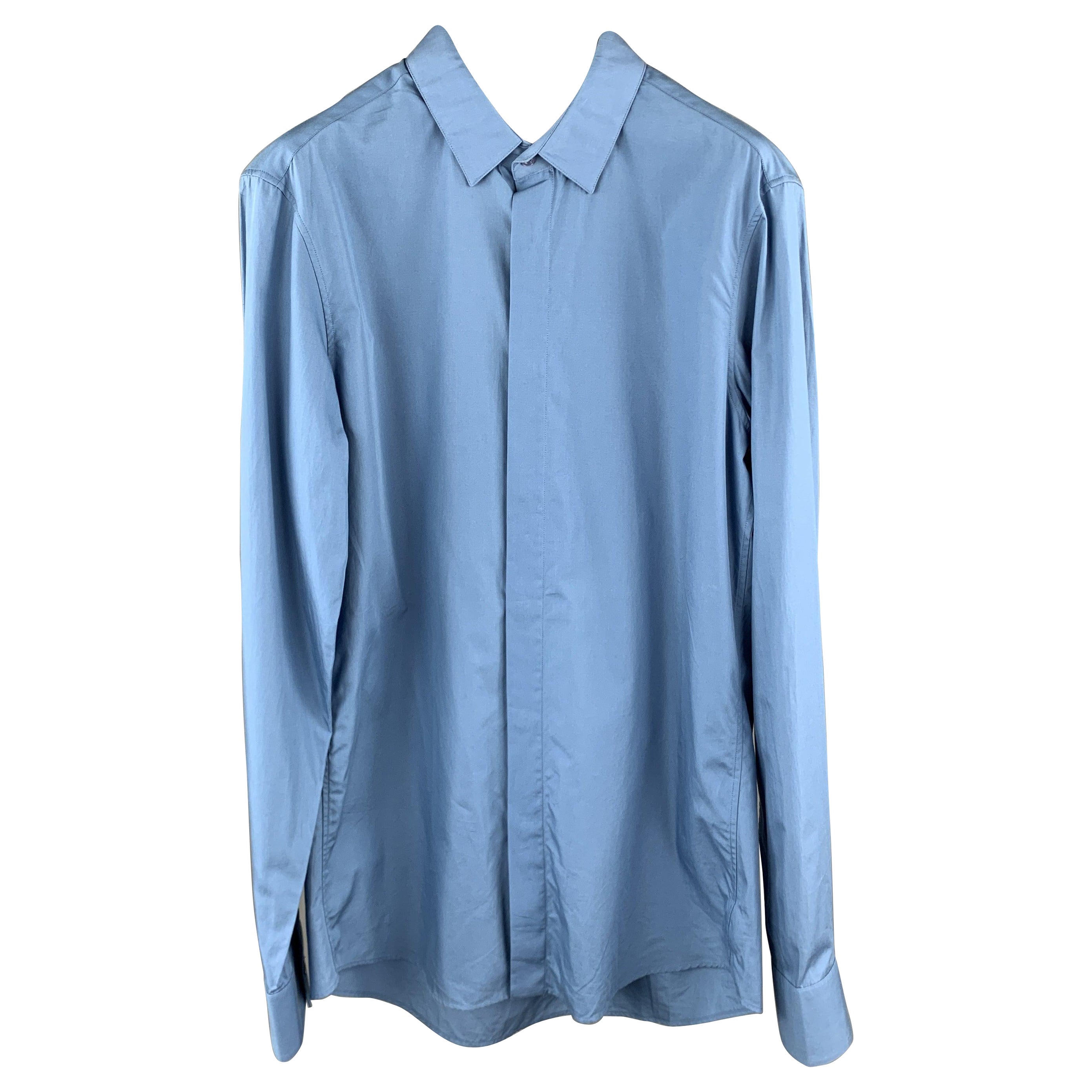 ALEXANDER MCQUEEN Size XS Blue Cotton Long Sleeve Shirt For Sale