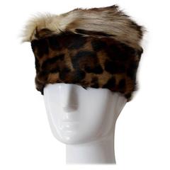 Retro 1970s Deborah Harper Leopard Hat 