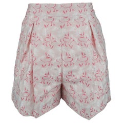 GIAMBATTISTA VALLI Size XS Pink Silk Blend Floral Jacquard Pleated Shorts