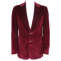 Paul Smith 40 Giacca sportiva lunga in velluto borgogna con risvolto a tacche
