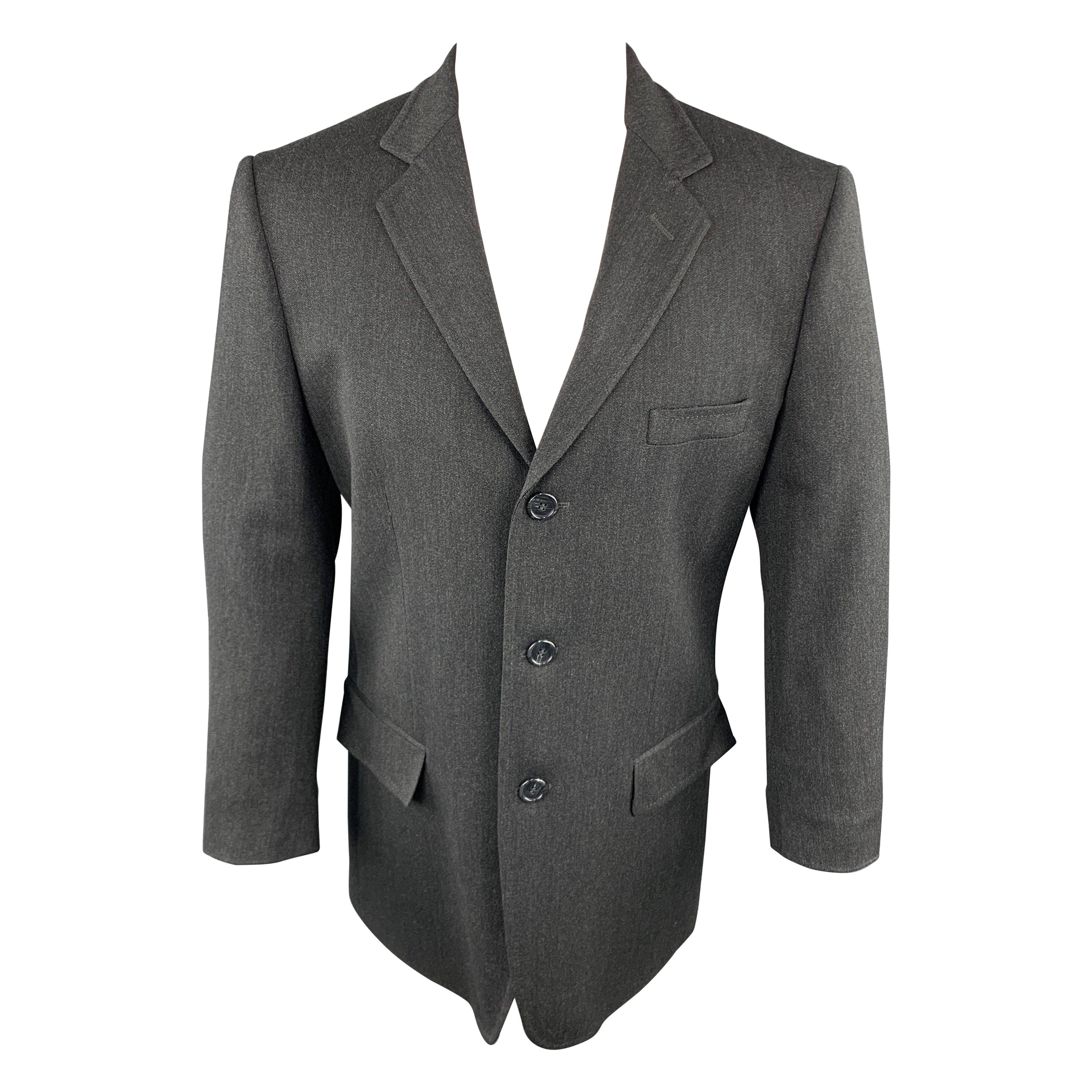DOLCE & GABBANA 40 Charcoal Solid Wool Blend Notch Lapel  Sport Coat For Sale