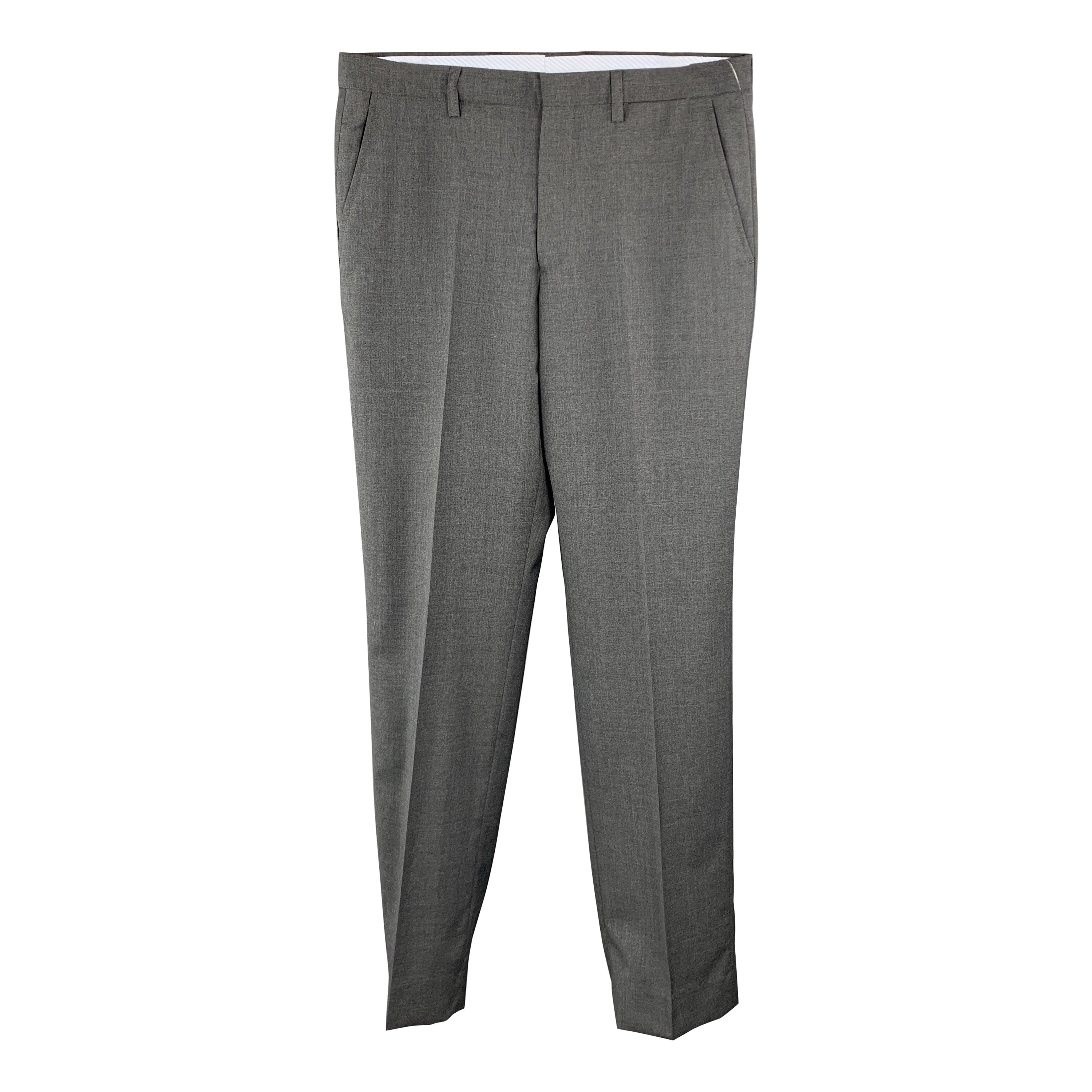 ETRO Size 34 x 35 Dark Gray Lana Wool Dress Pants For Sale
