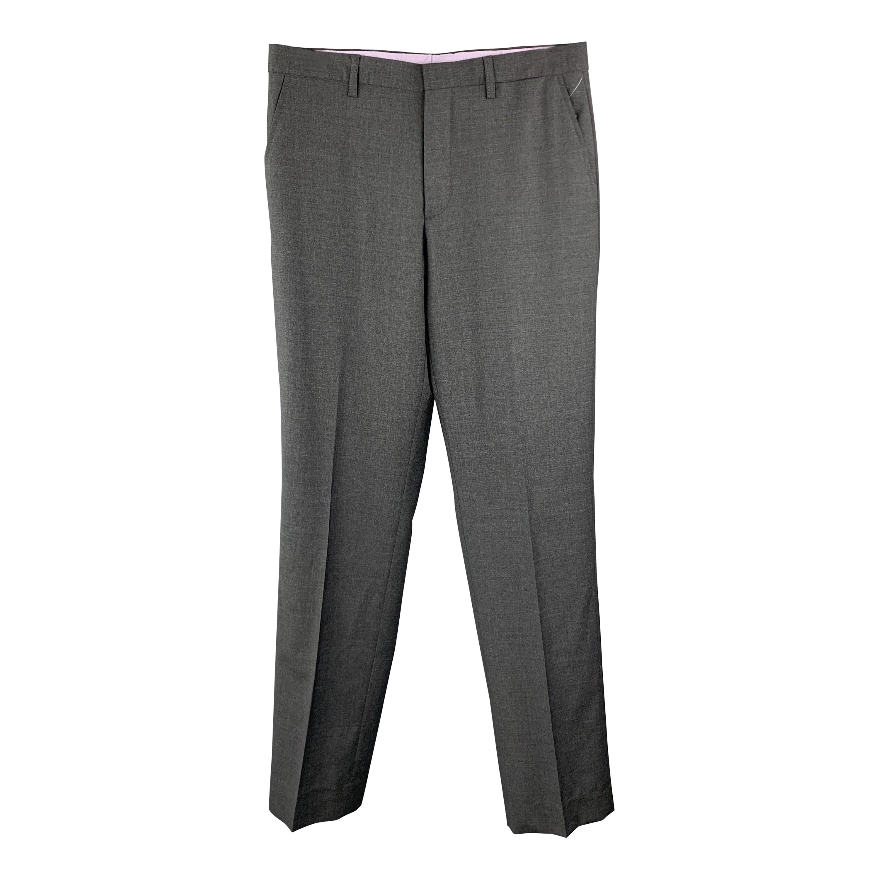 ETRO Size 34 x 35 Dark Gray Lana Wool Dress Pants For Sale