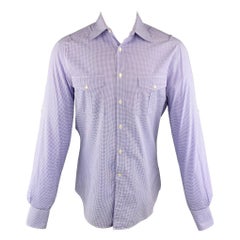 Chemise à manches longues MICHAEL BASTIAN, taille M, à carreaux violets et boutons en coton