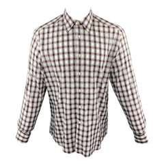 PRADA Size M Multi-Color Plaid Cotton Button Up Long Sleeve Shirt