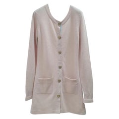 Chanel Rosa Kaschmir CC Herz-Strickjacke mit Knopfleisten 