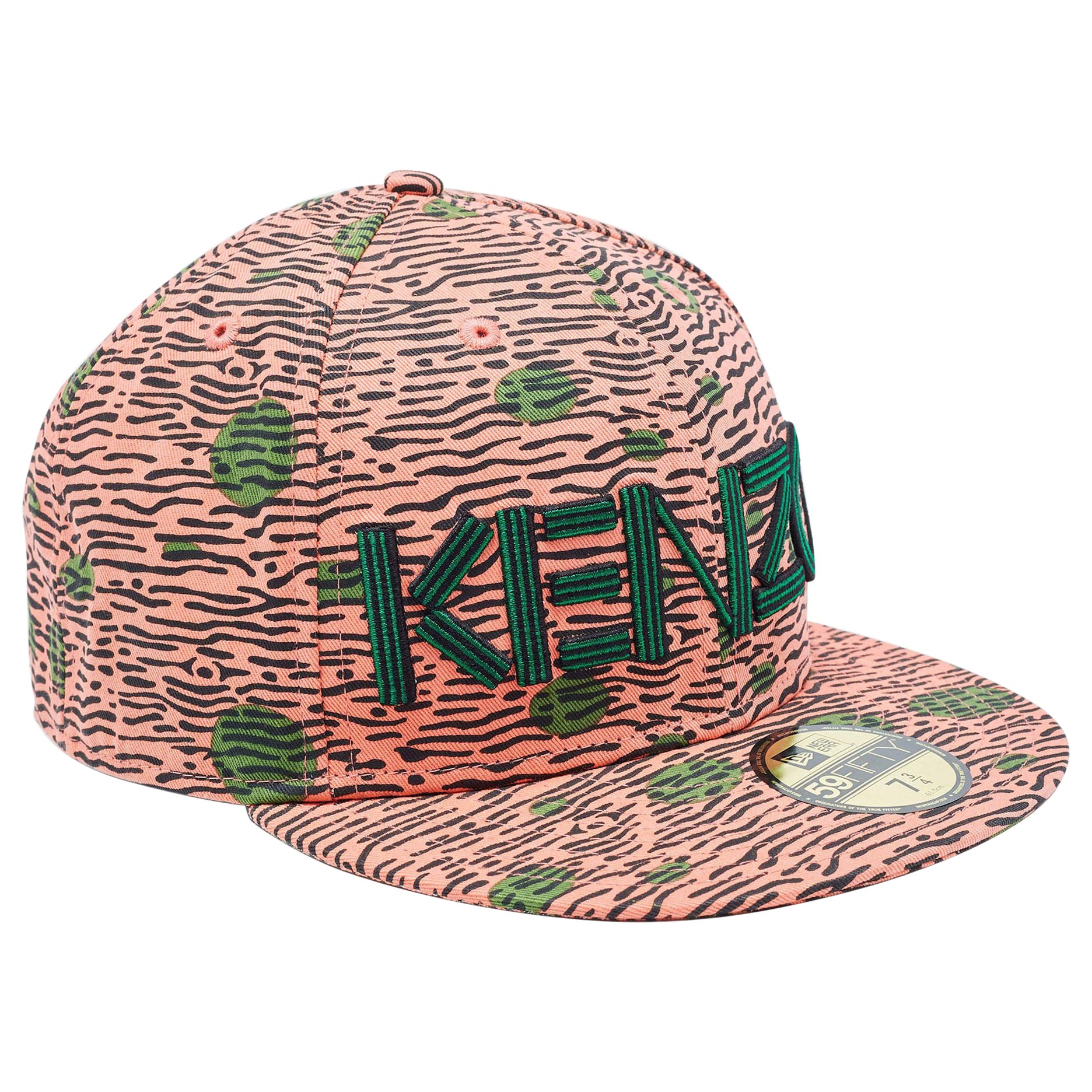 Kenzo Pink Print Cotton New Era 59 Baseball Cap Size 61.5 For Sale
