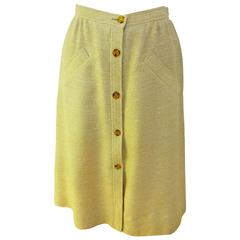 Vintage Courreges Paris Beige Button Down Skirt, 1960s 
