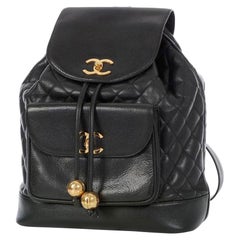 Chanel 1991 Vintage Ultra Rare XL Jumbo Black Caviar Duma Travel Backpack Bag