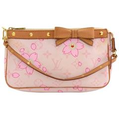 Vintage Louis Vuitton Pochette Accessories Pink Monogram Cherry Blossom Hand Bag