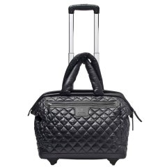Chanel 2012 Coco Chanel Quilted Case Carry On Trolley Travel Black Luggage Bag