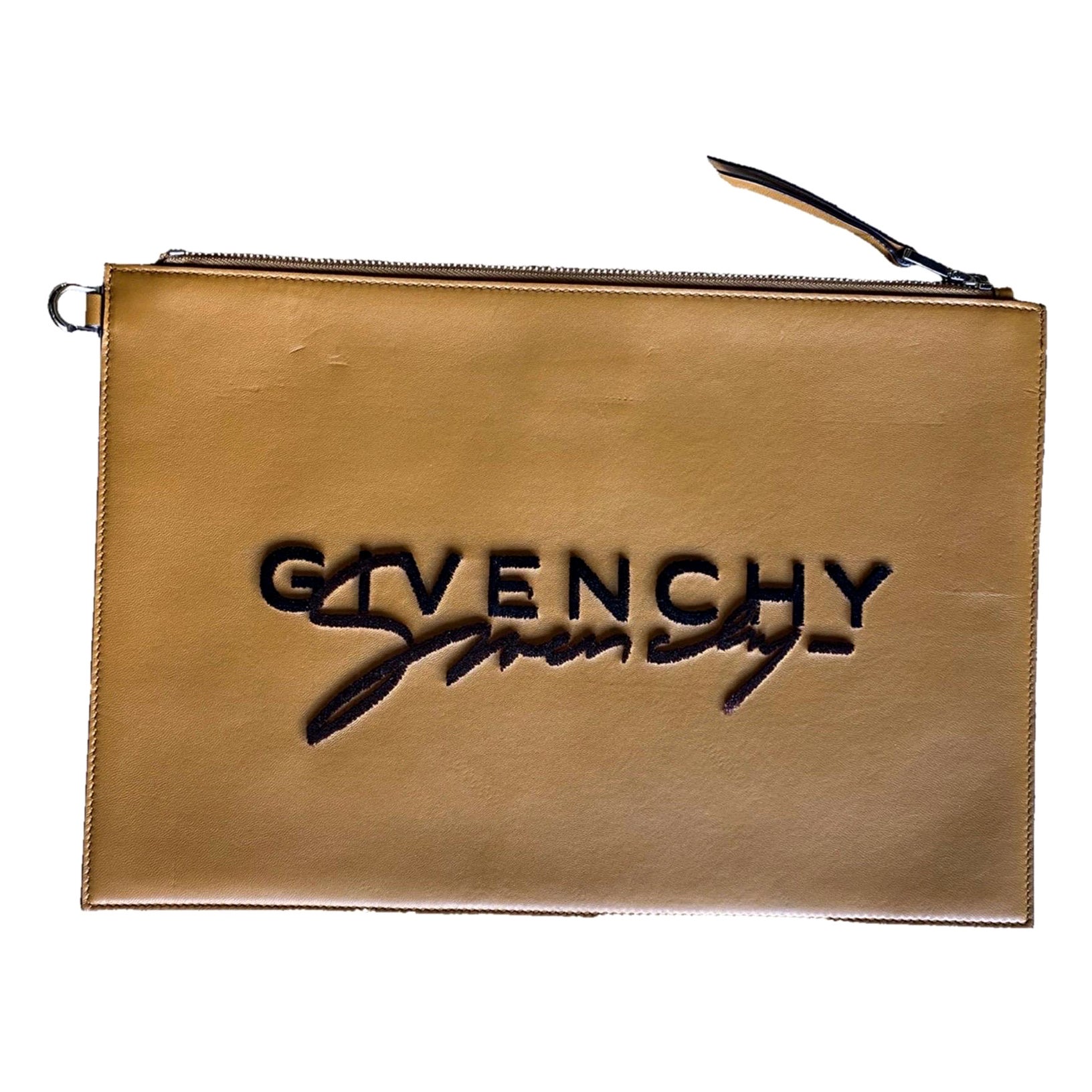 Givenchy golden brown leather Clutch Bag For Sale