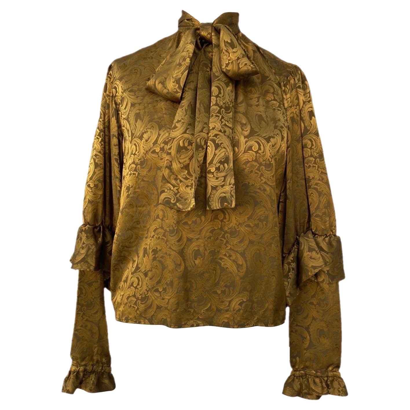 Yves Saint Laurent vintage golden baroque Silk Shirt For Sale