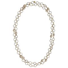 1981 Chanel Long Sautoir Vintage Crystal and Faux Baroque Pearl Necklace