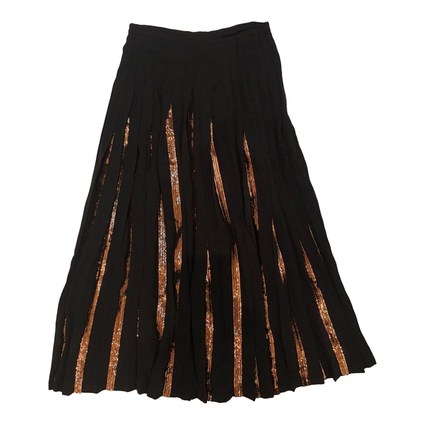 1980s Valentino Midi Pleated Sequin Skirt For Sale