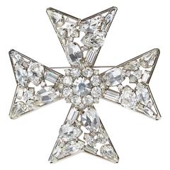 1980s Butler and Wilson Swarovski Diamond Giant Maltese Cross