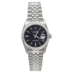 Rolex Black 18K White Gold & Stainless Steel Datejust 16234 Men's Wristwatch 36 