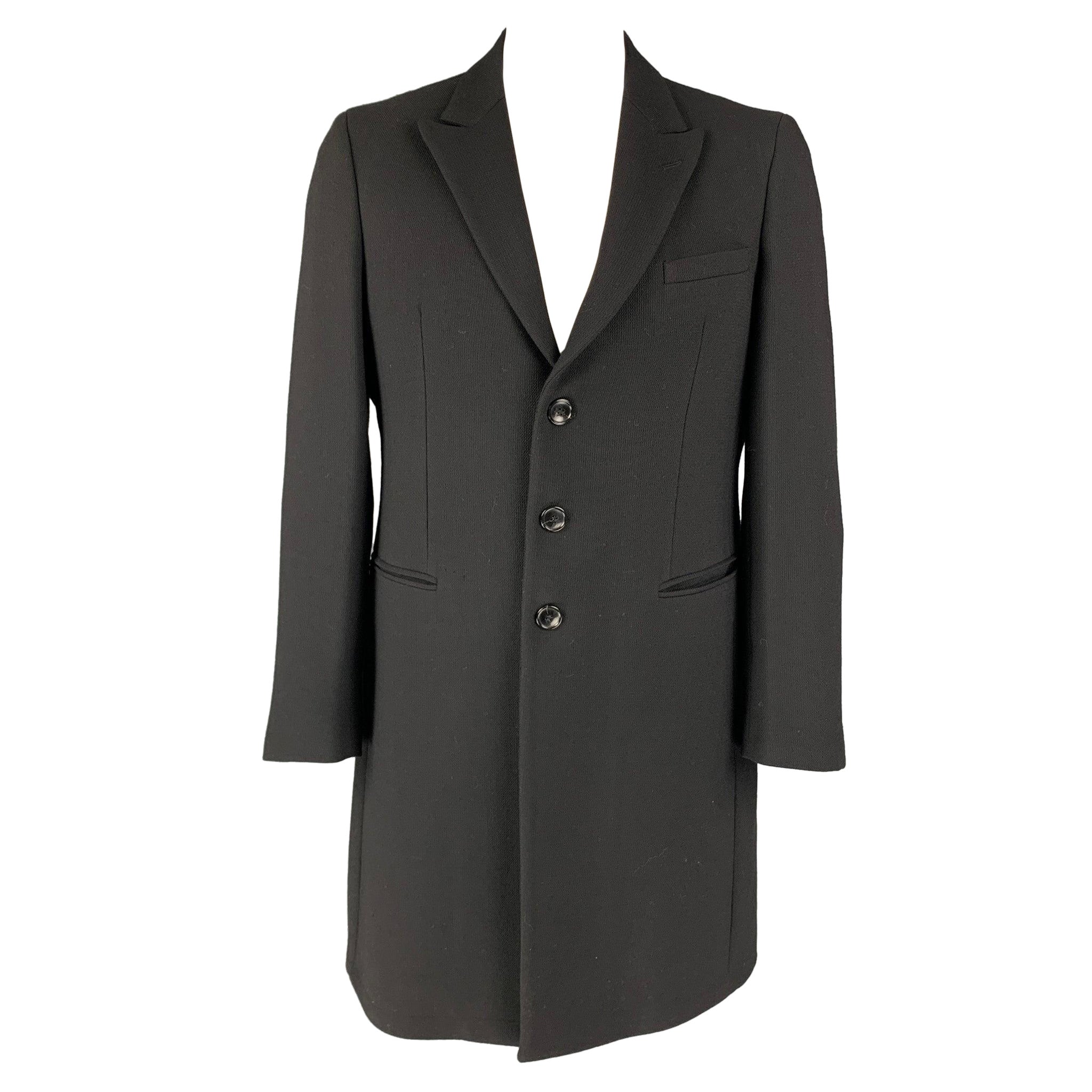 EMPORIO ARMANI Size 44 Black Wool Polyamide Coat For Sale
