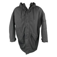 R13 Taglia XS Cappotto con cappuccio oversize in cotone/nylon con zip e bottoni automatici