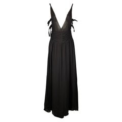EMPORIO ARMANI 2002 Größe 6 Schwarzes Chiffon-Rüschen-Kleid mit tiefem Ausschnitt